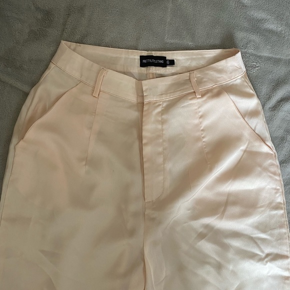 Champagne Satin Straight Leg Pants - Picture 4 of 5